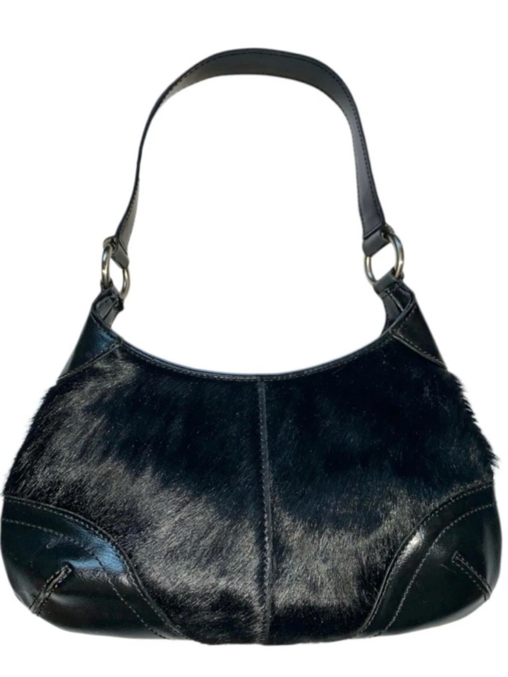 Amanda Smith Y2K Style Black Fur + Leather Handbag